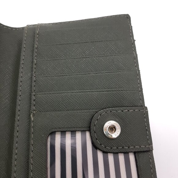 Kate Spade Olive Green & Gold Tone Leather Full Size Bifold Wallet - Picture 9 of 16
